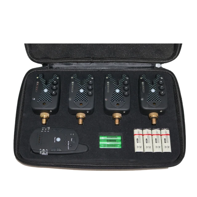 Black JZH-RF 998A 4+1 Great Feedback Wireless Waterproof Fishing Bite Alarm Set