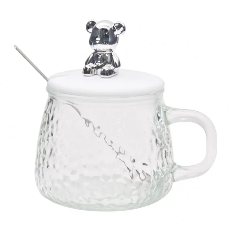 Unisex Glass Bear Cup Coffee Mug With Hammer Print Direct Drinking For Hot Water For All People