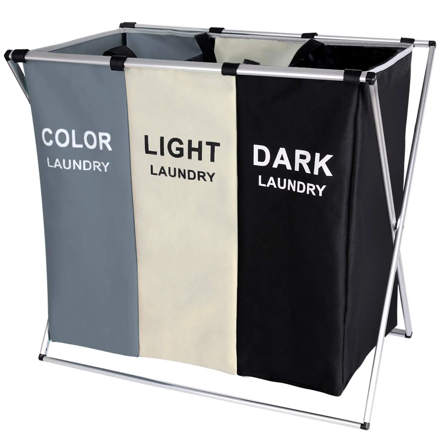 Large Folding 3 Tier Compartments Section Oxford Cloth Collapsible Toy Organizer Dirty Clothes Laundry Bags & Baskets With Cover