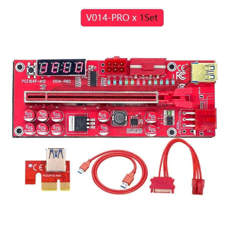 V014 Pro Riser for Video Card Riser PCI Express X16 X1 SATA To 6Pin Power USB 3.0 Cable