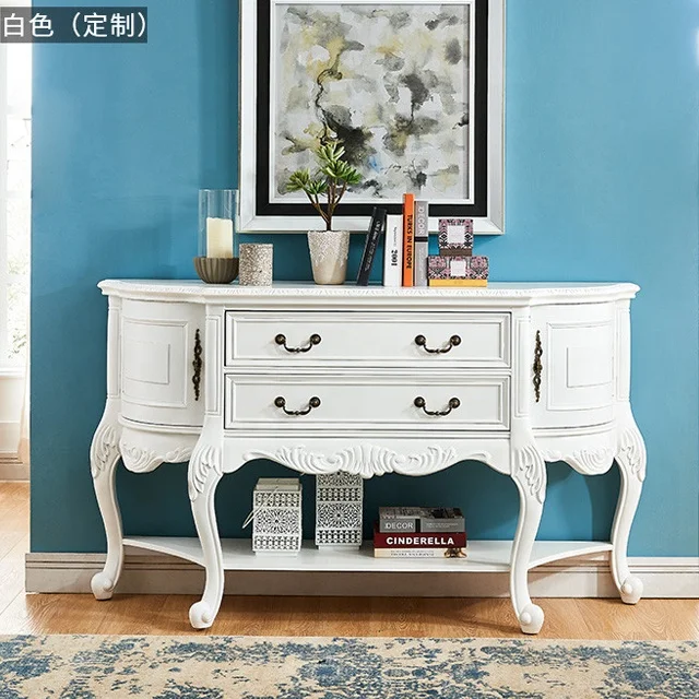 antique baroque console table hallway with 2 doors 2 drawers and 1 shelf carved design brown for living room
