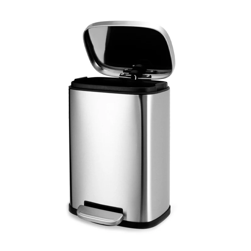 Topwill Home Bathroom Household Cleaning Tools Accessories Stainless Steel Square Foot Pedal Trash Can Waste bin