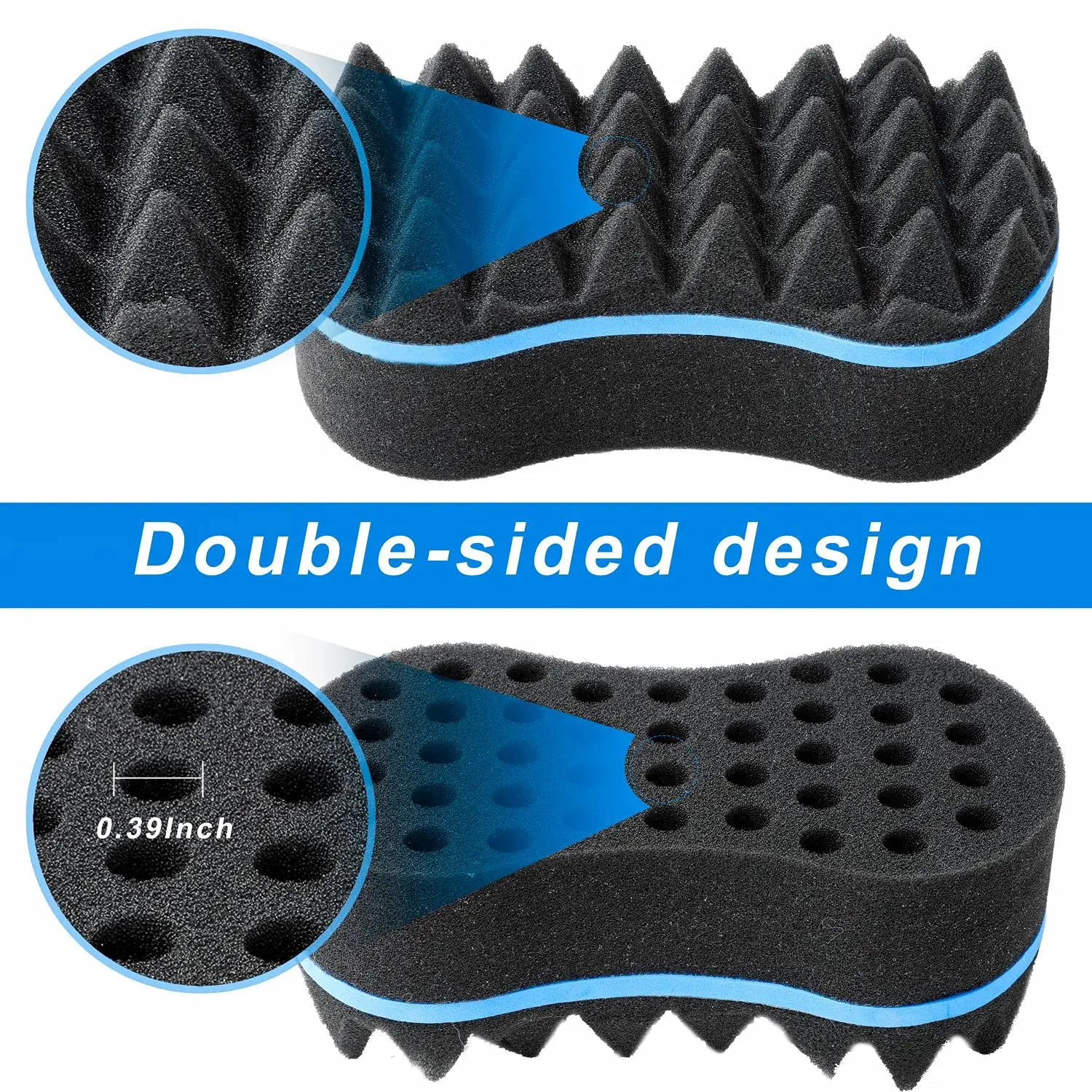 High Quality Double Side Wave Afro Curl Sponge For Black Men Various Styles Hair Twist Sponge