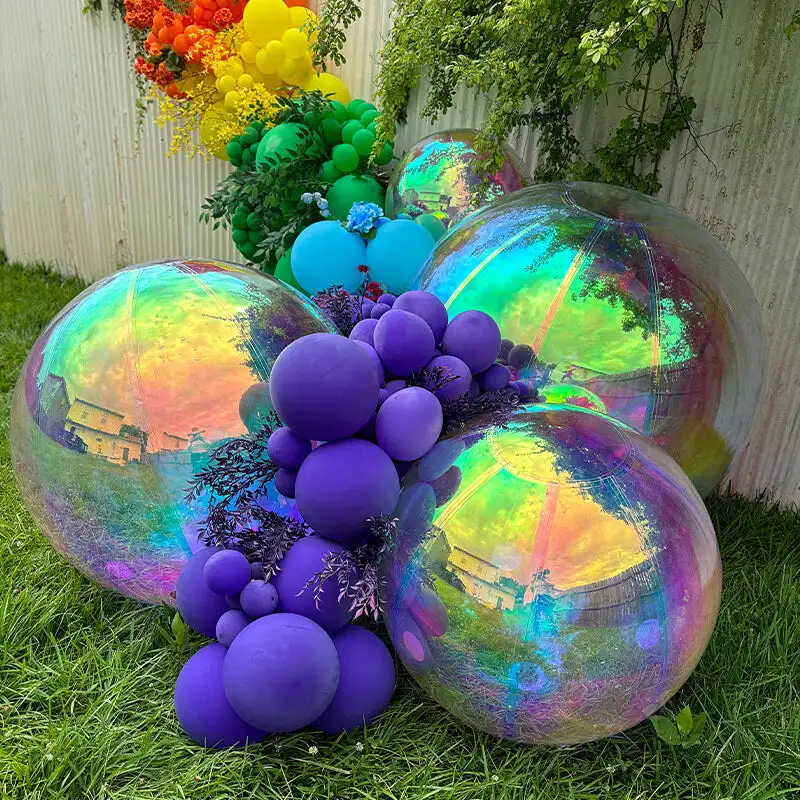 Floating Sphere Inflatable  Mirror Ball Outdoor Wedding Party Christmas Disco Decoration Iridescent Mirror Balloon for Event