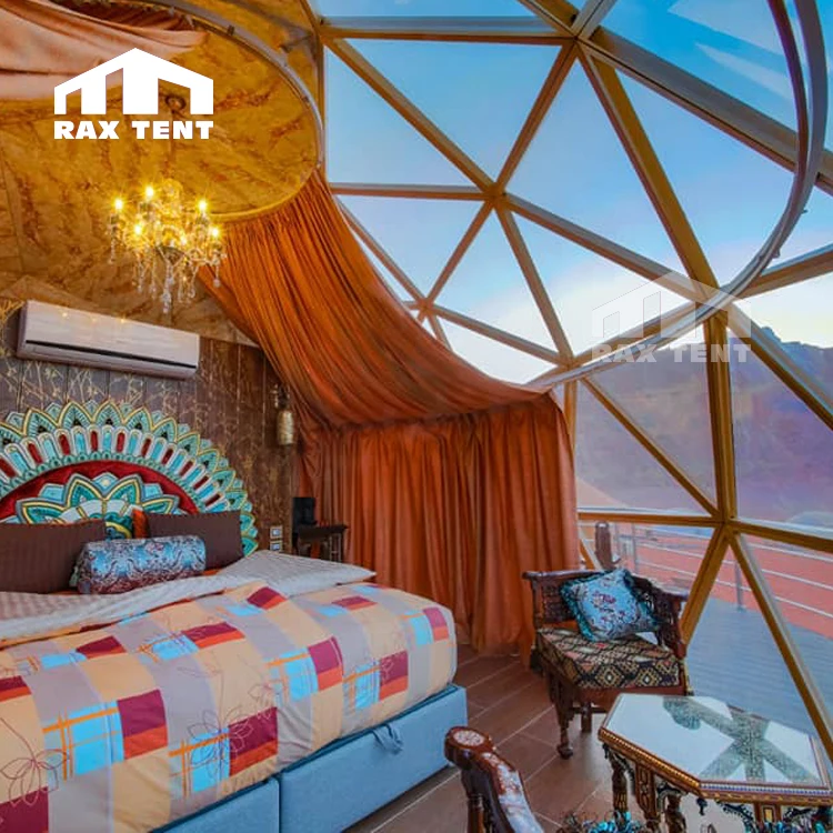 
China manufacturer yurt tent aluminum glass dome tent glass dome house for family resort and hotel in Jordan desert best sale 