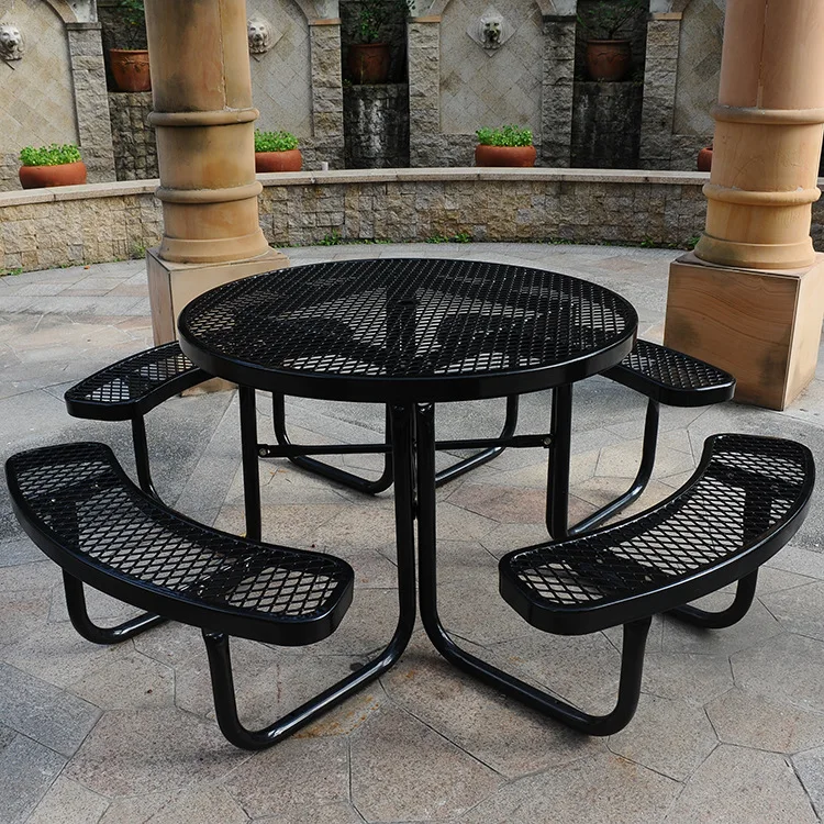 Outdoor Furniture Portable Expanded Metal Round Picnic Tables for Garden