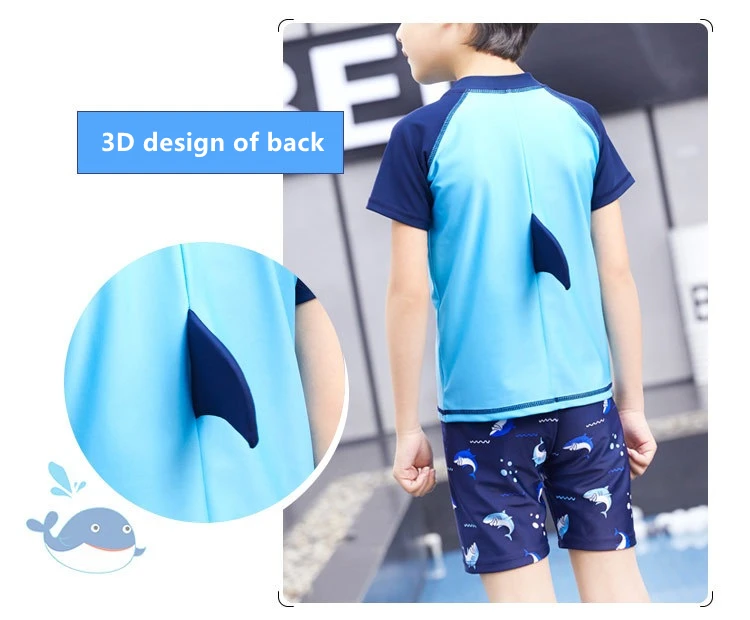 Shark Crocodile Print Boys Swimsuit Swim Trunks Swimming Cap Baby Kids Swim Wear Set