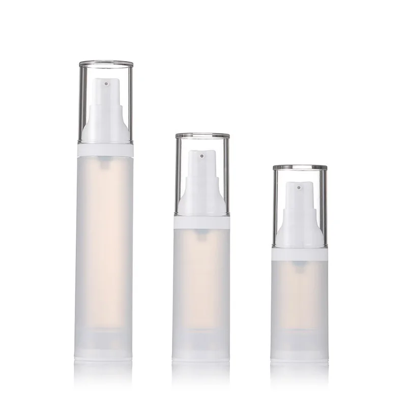 Airless pump bottle 10ml 20ml 30ml 50ml cosmetic packaging vacuum bottle white serum pump bottle