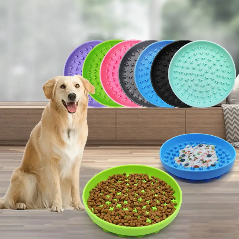 Customized Cross Knit Sweater Weave Pattern Slow Food Feeder Pad Round Licking Pet  Mat for Dogs & Cats L size