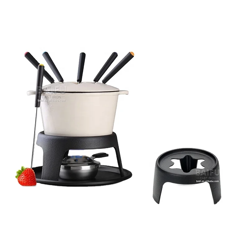 7 inch Fondue pot set Enameled cast iron fondue pot Chocolate melting set Hot Pot Fondue Ice Cream Chocolate Cheese maker