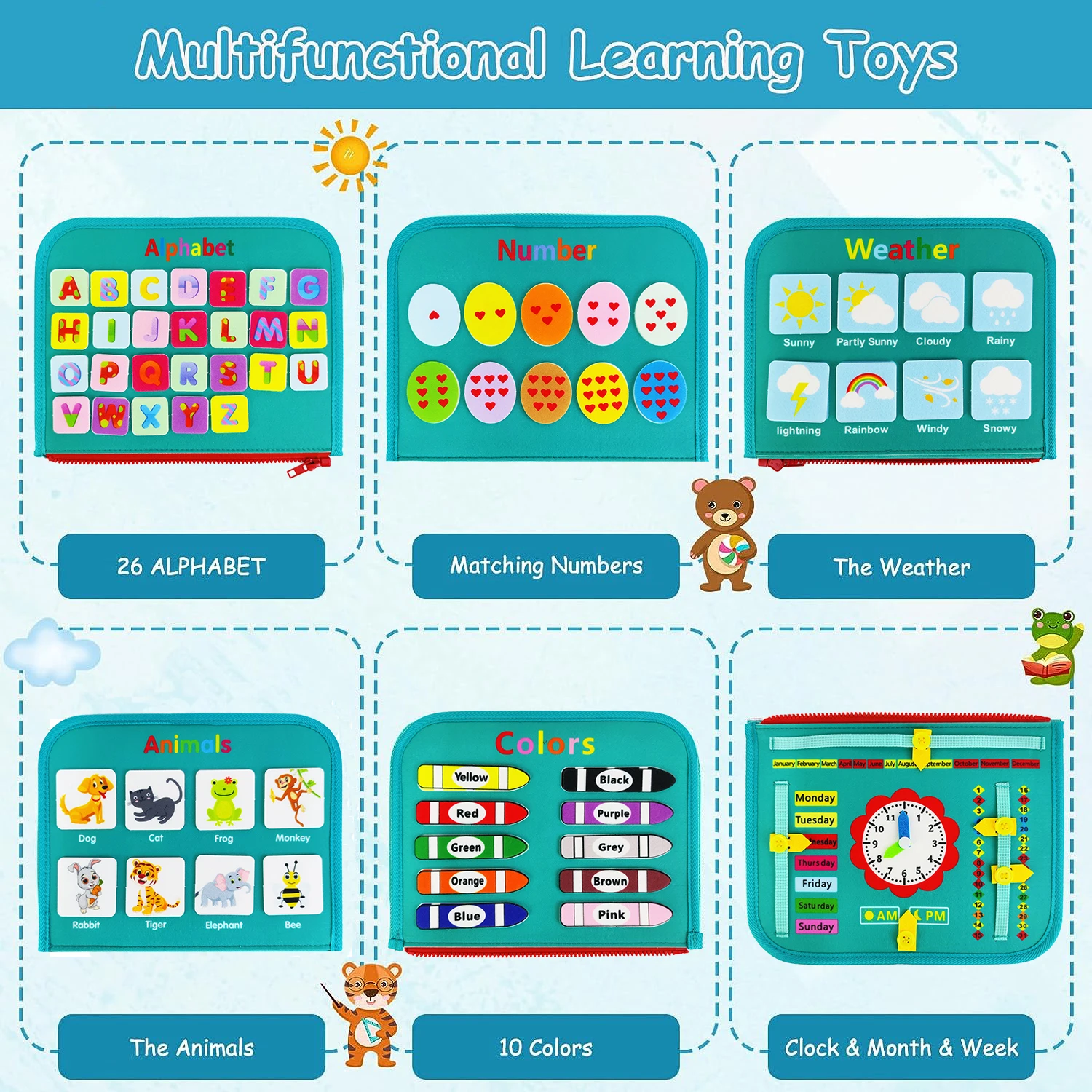 OEM Montessori Educational Toys Soft Felt Book Quiet Activity busy board for 1 2 3 4 5 6 Year Old