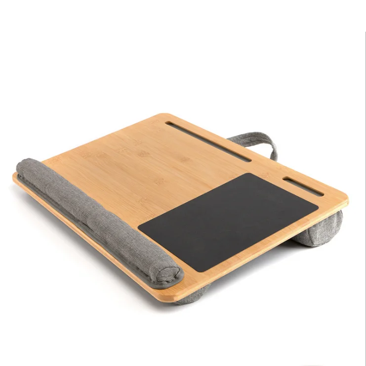 2023 New Hot Portable Bamboo Laptop Lap Tray Bed Sofa Desk With Soft Pillow Cushion