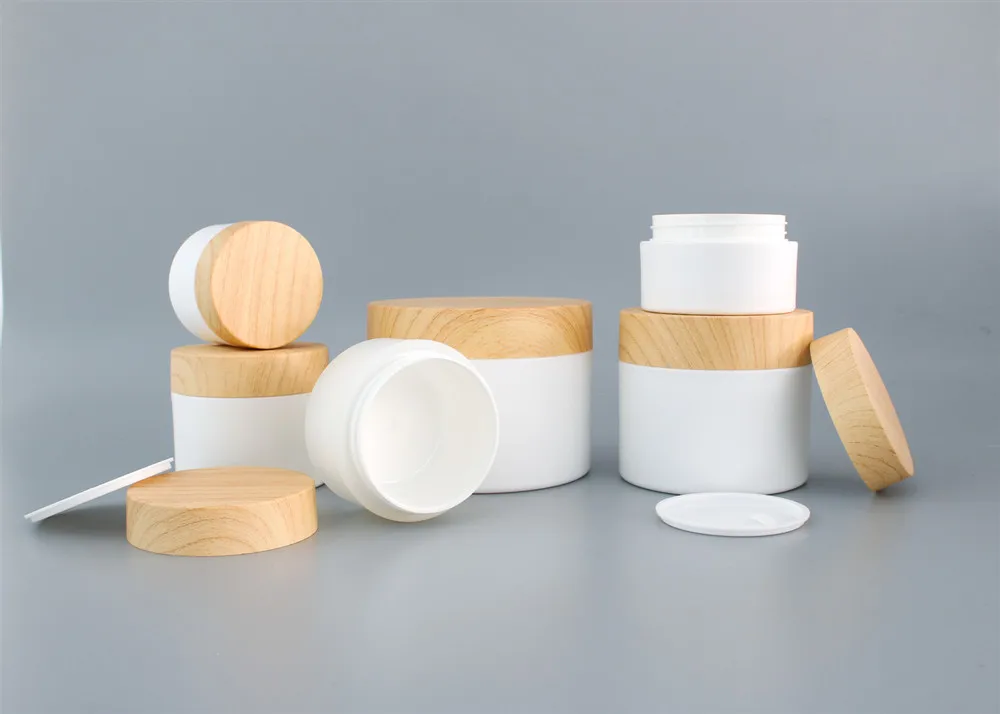 Роскошная косметика 20 г 30 г 50 г 100 г 150 г полипропиленовая пластиковая банка для крема по уходу за кожей с бамбуковой деревянной крышкой