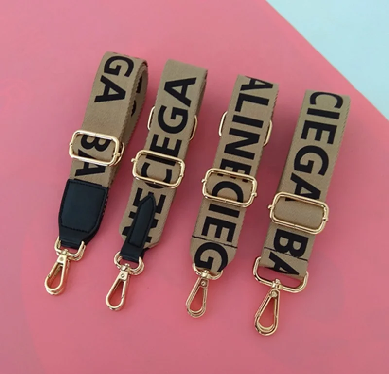 ZONESIN Letter Print Decoration Cotton Canvas Shoulder Straps For Bags