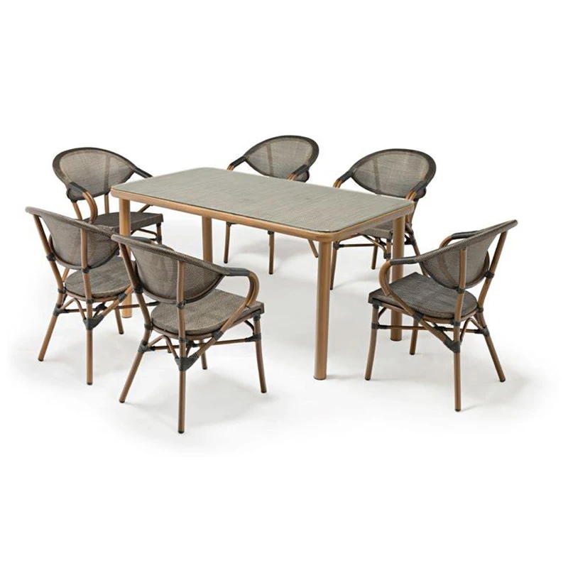 restaurant furniture cheap price bamboo metal table and chair set