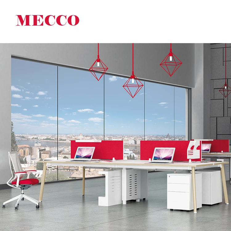 Mecco новый дизайн модульная установка для 4 человек Деревянная офисная перегородка местный офисных Арм