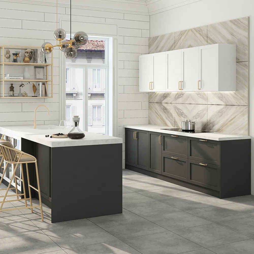 Modular High Gloss White Lacquer Custom Design Kitchen Cabinets