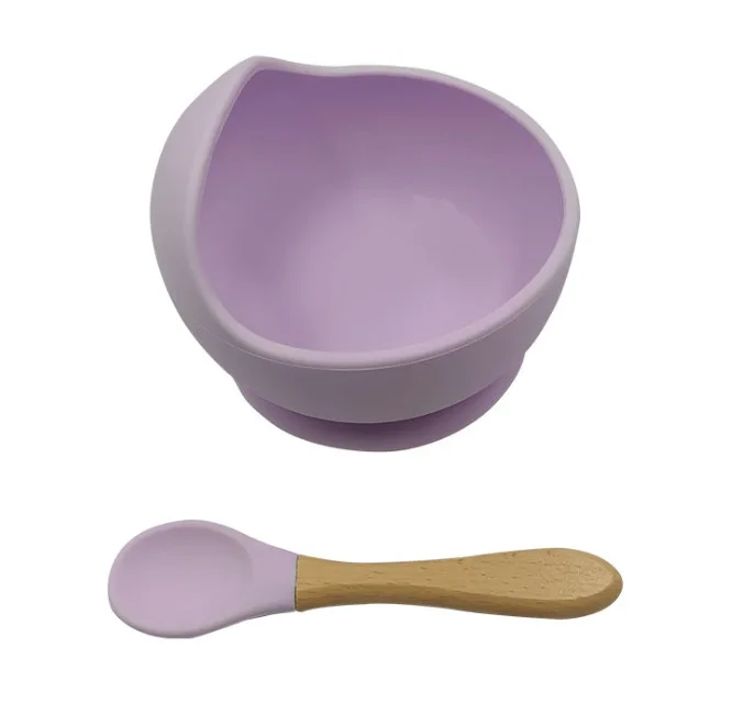 Sanwei Amazon Hot Sale Bpa Free Bowl And Spoon Set Silicon Feeding Suction Silicone Plates Baby Bowls