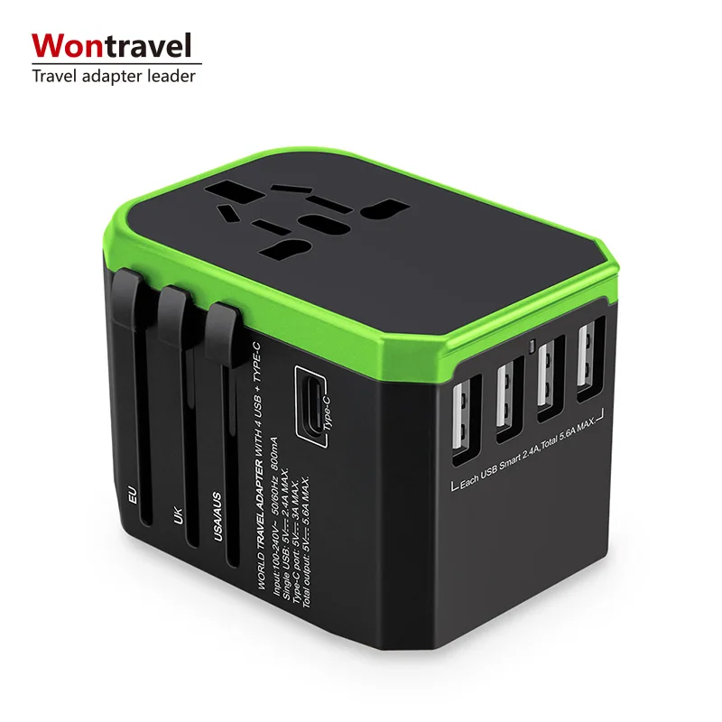 OEM printing logo electrical gift items universal travel adaptor world adapter with luminous logo