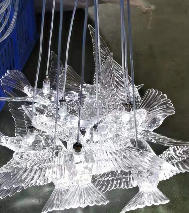 Fashion Wedding Ceiling Decoration Acrylic White Birds with Led Lights