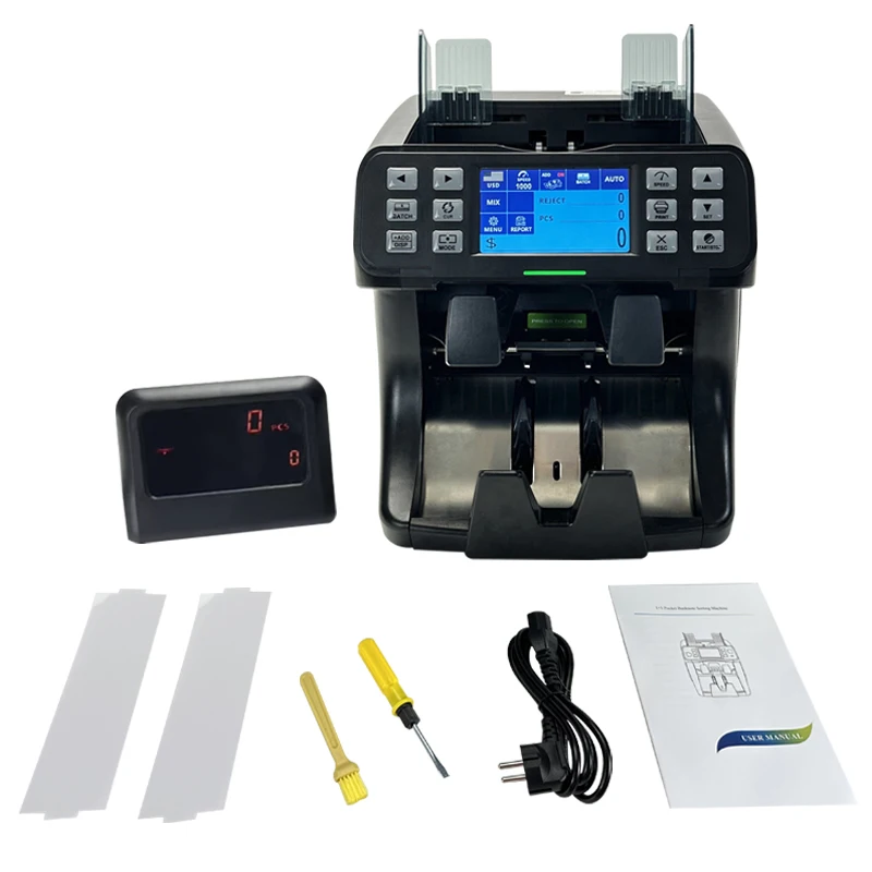 Touch panel Display 2 CIS Value counter Money detector USD EUR  PKR IQD CFA XOF XAF Mixed notes Bill Counting Machine