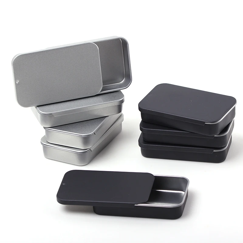 Rectangle Slide Cover Metal Box Customized Printing Small Mint Tin Can Pill Box Metal Tin Container Slide Lid