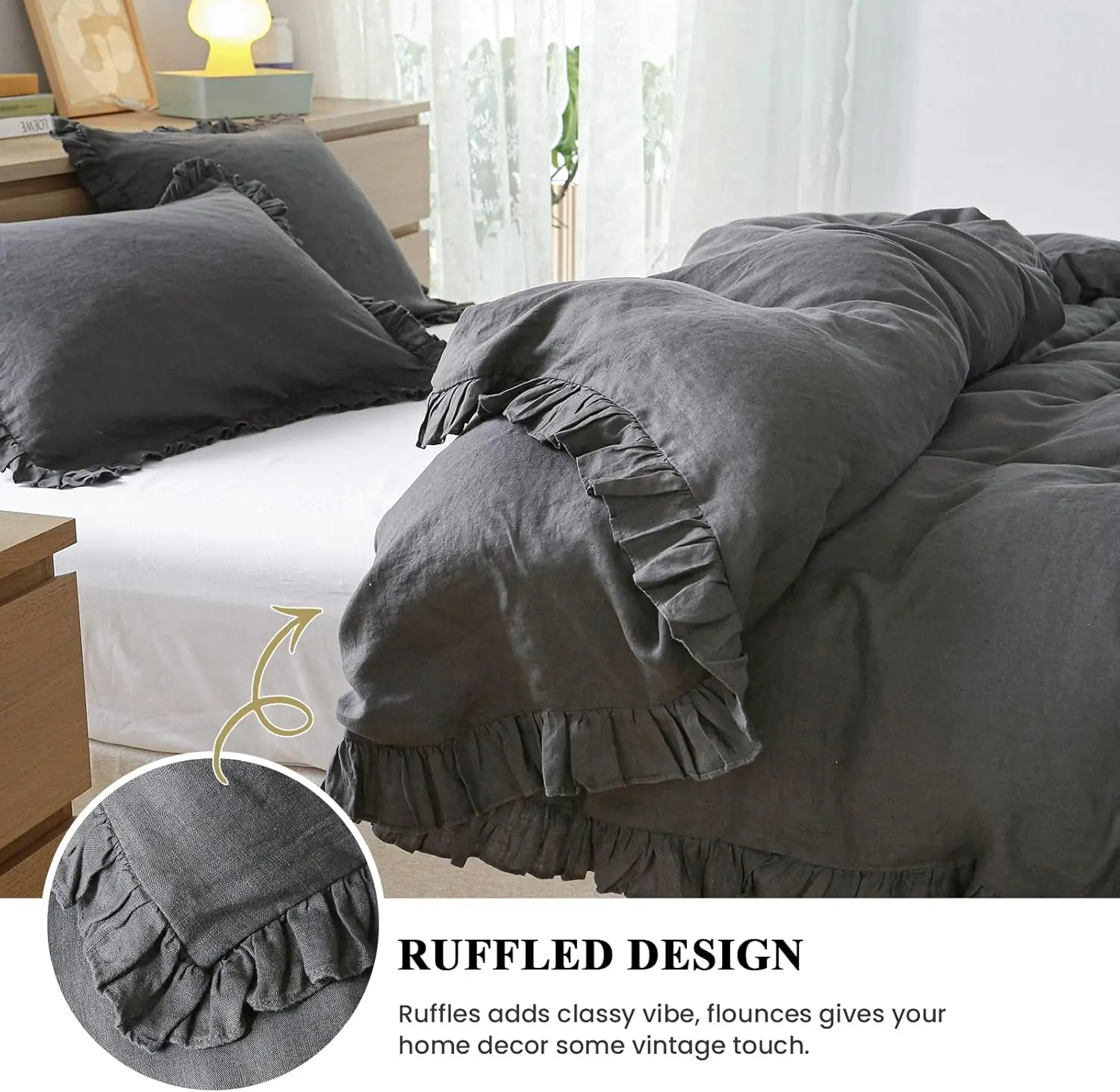 100% Linen Duvet Cover Set 3 Pcs Natural French Flax Blush Pink Duvet Cover Breathable Linen Bedding Comforter 2 Pillowcases