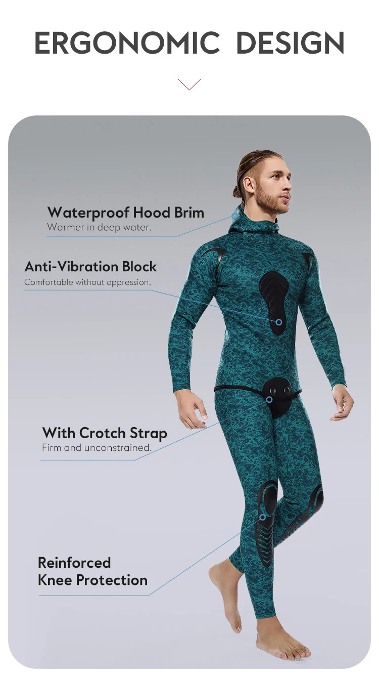 Custom Graphics Spearfishing Suit Diving Suit Canyon 7mm Wet Suit Front Zip Neoprene Scuba Freediving Spearfishing Wetsuit