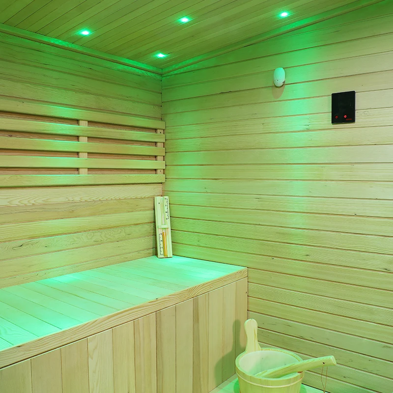 hemlock wooden sauna room with sauna stove for sale