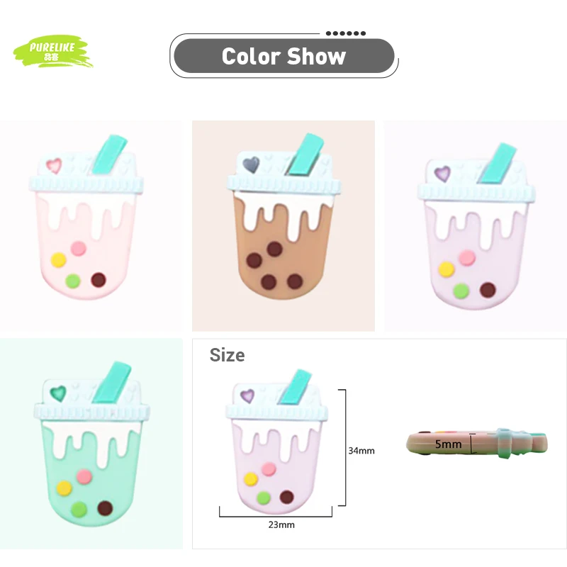 Bpa Free custom printing cup shape food grade baby teether loose silicon teething new beads