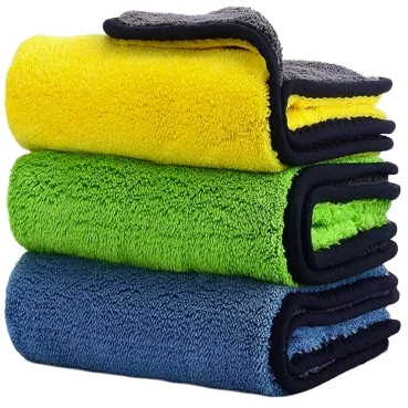 Customized Car Wash Microfiber Towel Absorbent Multi Color Plush Dual Sides for Car Clean Drying Polishing Detailing