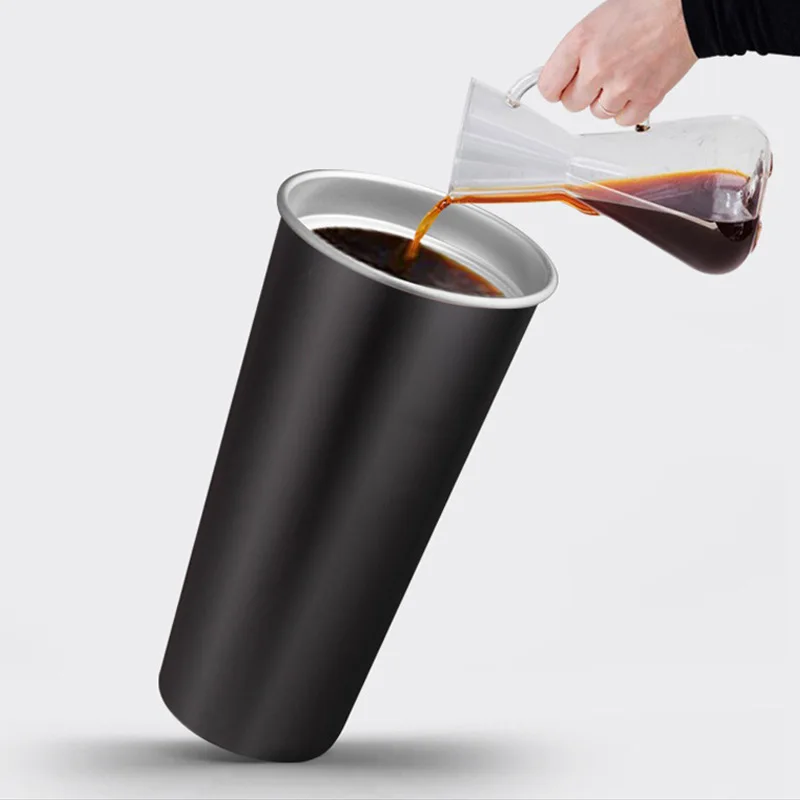 Colorful Double Layer Stainless Steel 304 Coffee Mug with Lid 500ml Water Cup Cold Drink Girls for Home Office