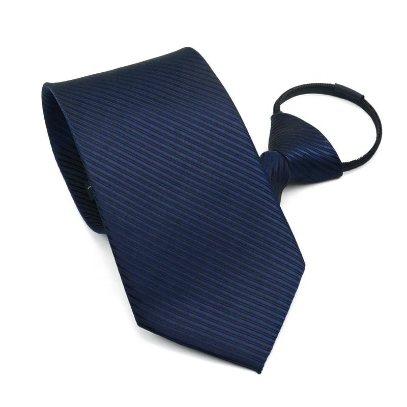 Hot sale cheap zipper ties necktie polyester stain fine stripes high quality zip neckties