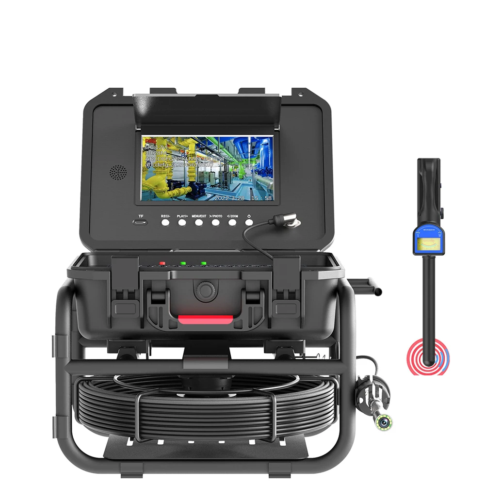 9 Inch IPS 1080P Screen 20M-70M Keyboard input Sewer Pipe Inspection Video Camera 512HZ Locator Auto Self Leveling Meter Counter
