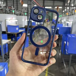 Hard Clear PC Back Cover Magnetic Phone Cases Wireless Charging Mag Safe Mobile Phone Case for iPhone 14 Pro max Deep Purple