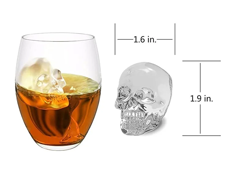 4 Cavity extra large 3d skull ice cube mold silicone ice mold