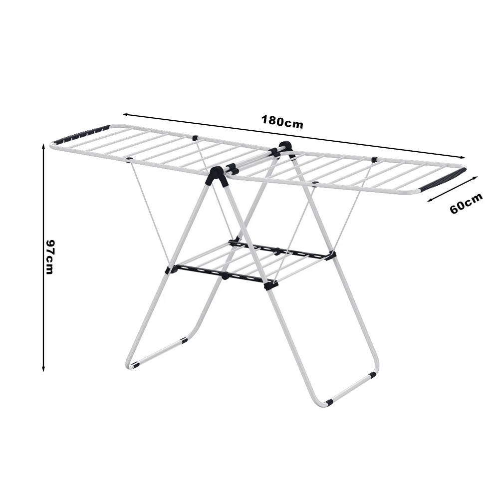 Novelty Design 2 Layer Telescopic Clothes Drying Rack Folding Cloth Airer For Balcony Bathroom