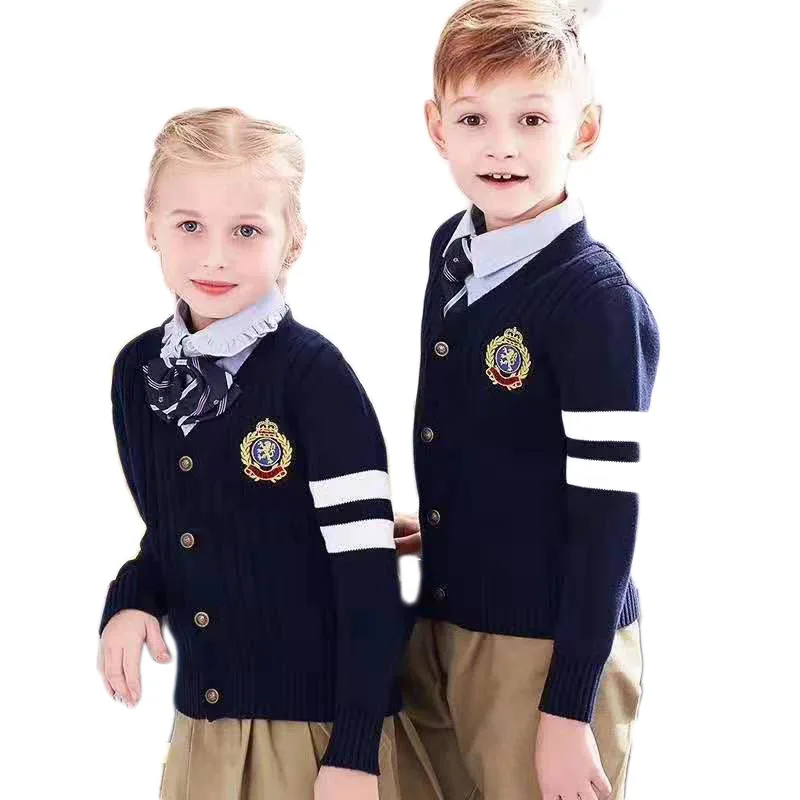 100 set custom Kids Sweater+girls pleated skirts/boys pants  kid school cardigan wholesale adult school uniforms for high school