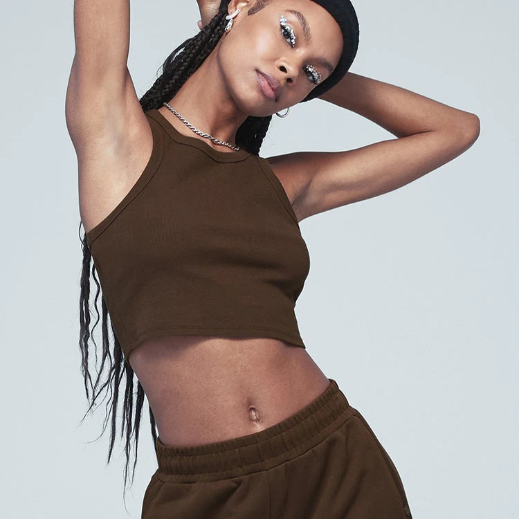 Оптовая продажа по индивидуальному заказу, Женская Спортивная одежда для тренировок, жилет для йоги в рубчик, майки, топы, укороченные топы