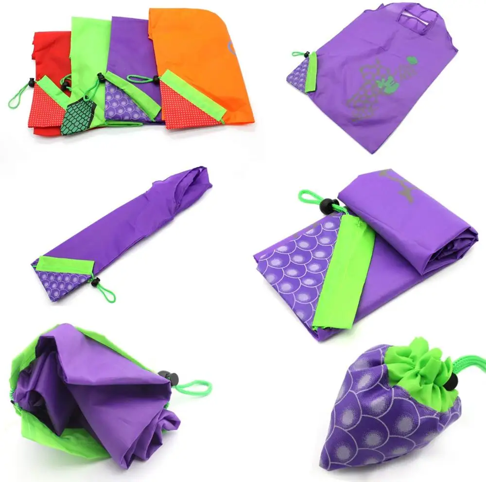 Chiterion Fashion Mini Promotional Foldable Reusable RPET Fruit Strawberry Shopping Tote Bags Grocery Shopper Pouch Storage Bags