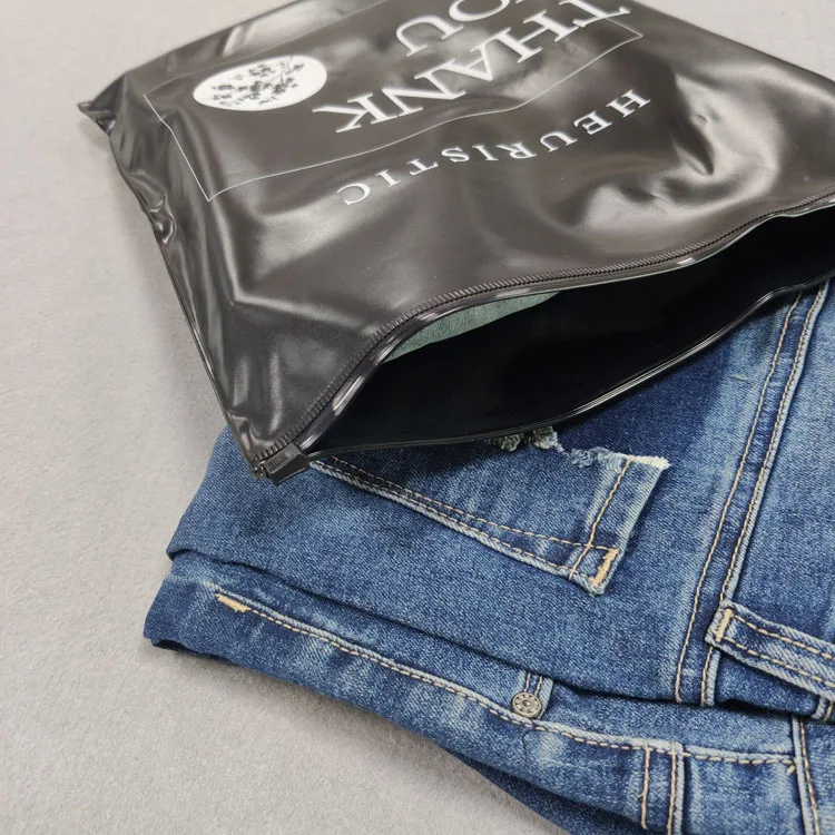 Biodegradable Custom Frosted Plastic Zipper Bag Black Ziplock Pouch For Clothing Packaging Bag Noir En Plastique Sac