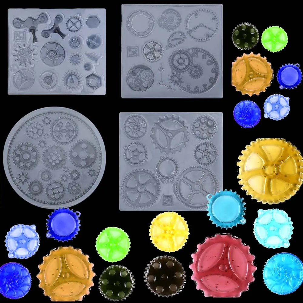 4PCS Gear Resin Casting Mould DIY Mold Wheel Gear Shape 3D Silicon Molds Epoxy Resin Moldes De Silicona Para Resina