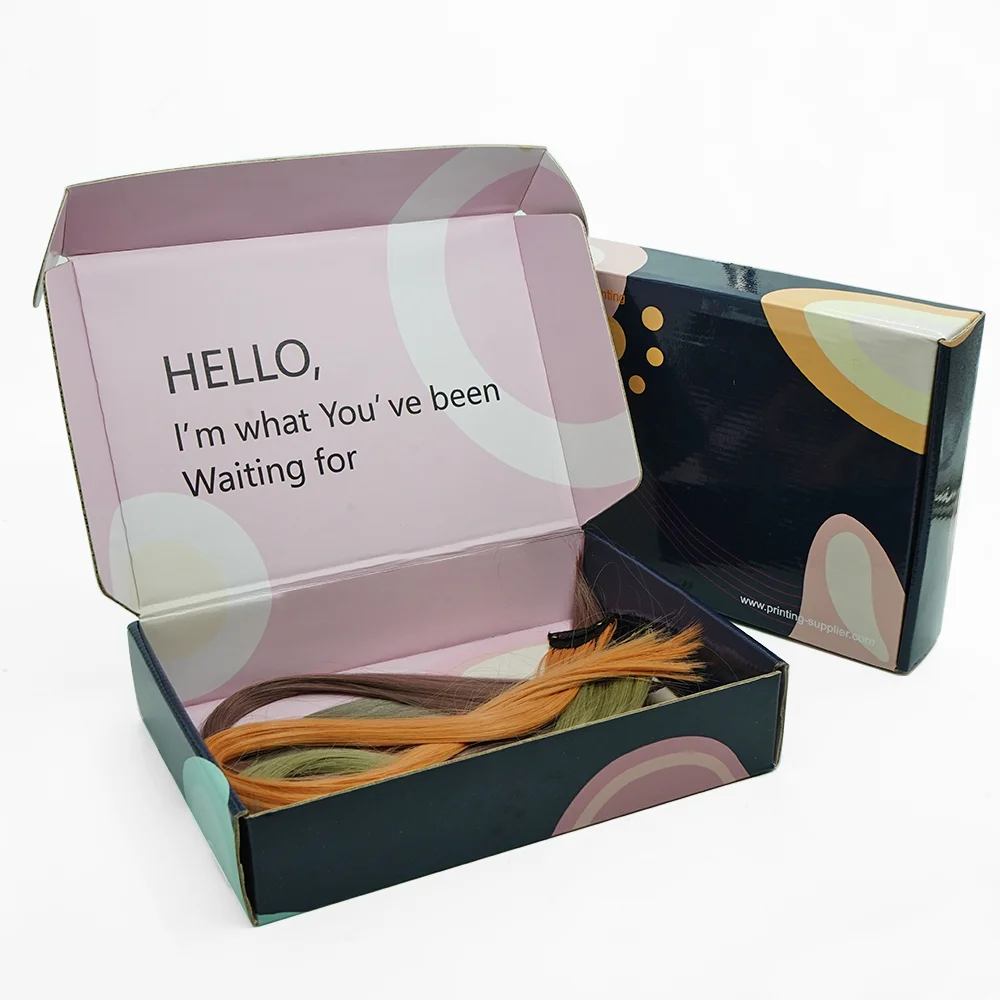 Wigs packaging boxes custom logo UV Coating cosmetic shipping mailer packaging boxes
