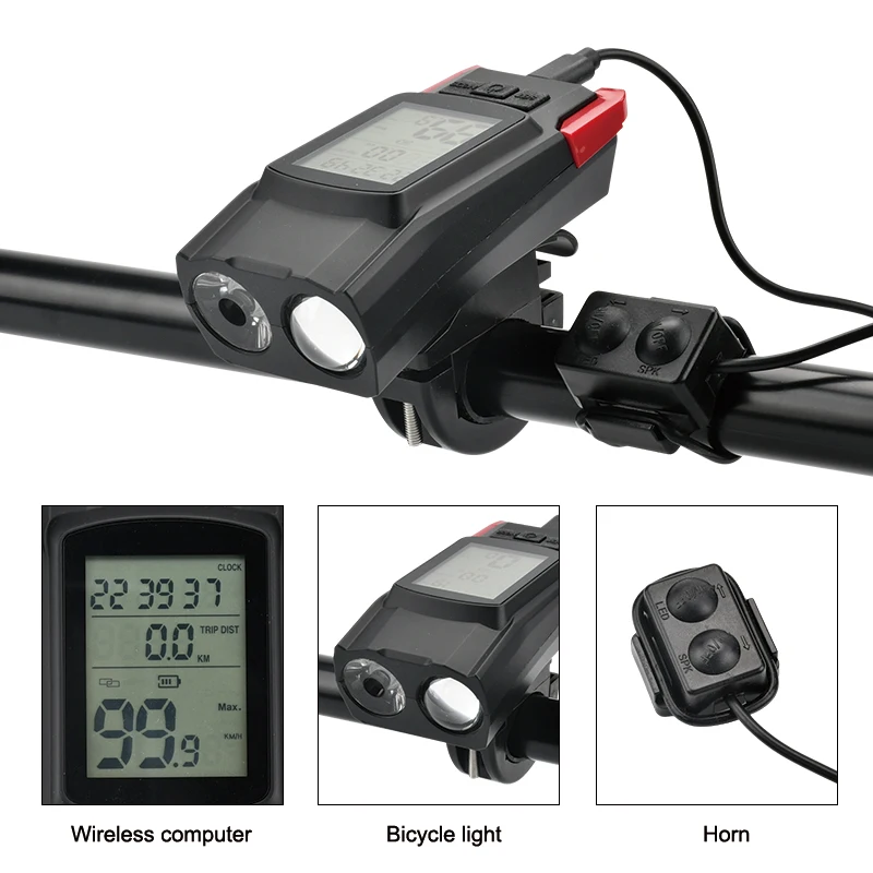 3 In 1 Multifunctional Speaker Stopwatch Bicycle Front Light and Horn Rechargeable 800 Lumens bicycle light for sale