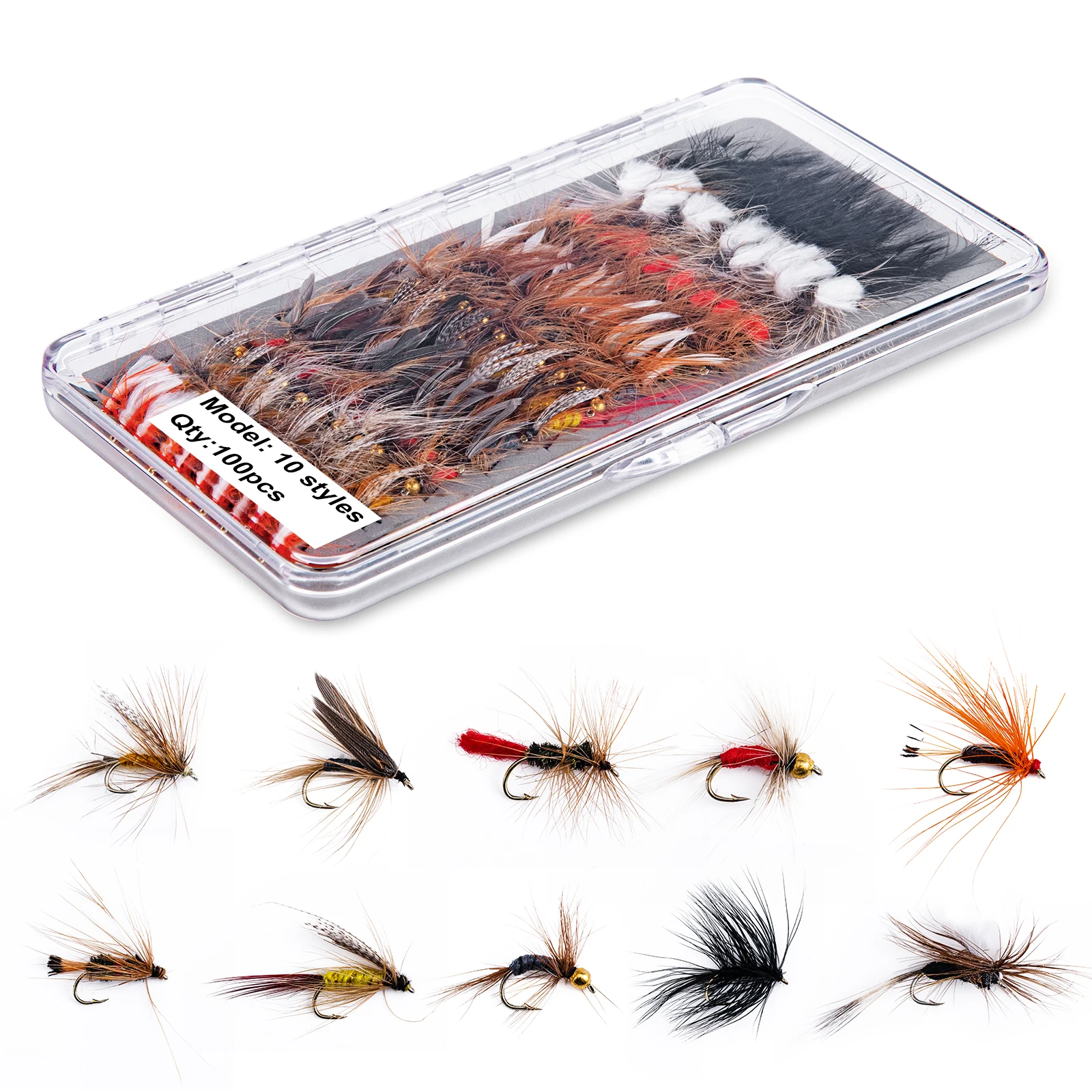 150/120/100pcs/box Fly Fishing Tackle Plastic Double-Faced Fly Lure Set Kit Fishing Lure Box