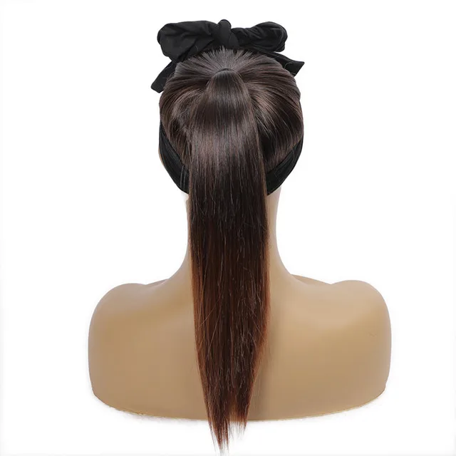 wholesale long straight ponytail hair with headband synthetic hair weft for black women