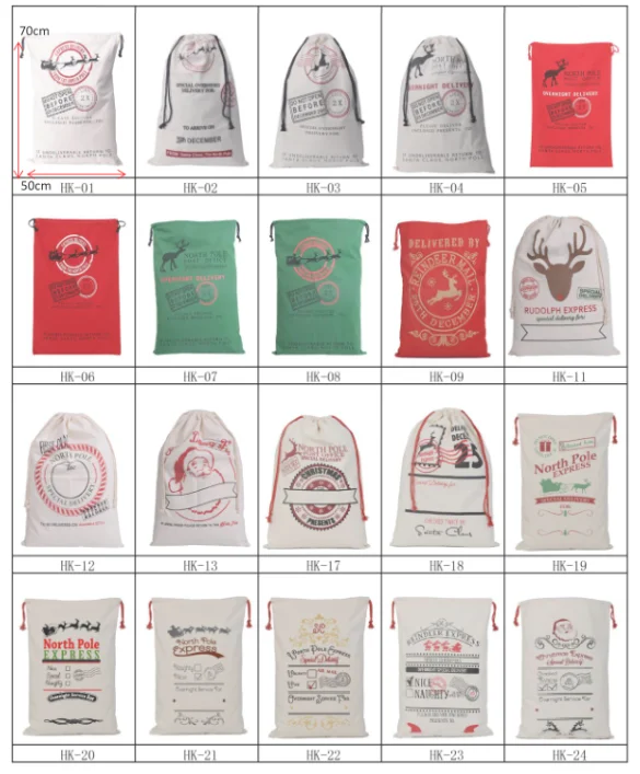 
High King 2021 santa sack canvas 100% Cotton Personalized gift bag christmas shopping bags 