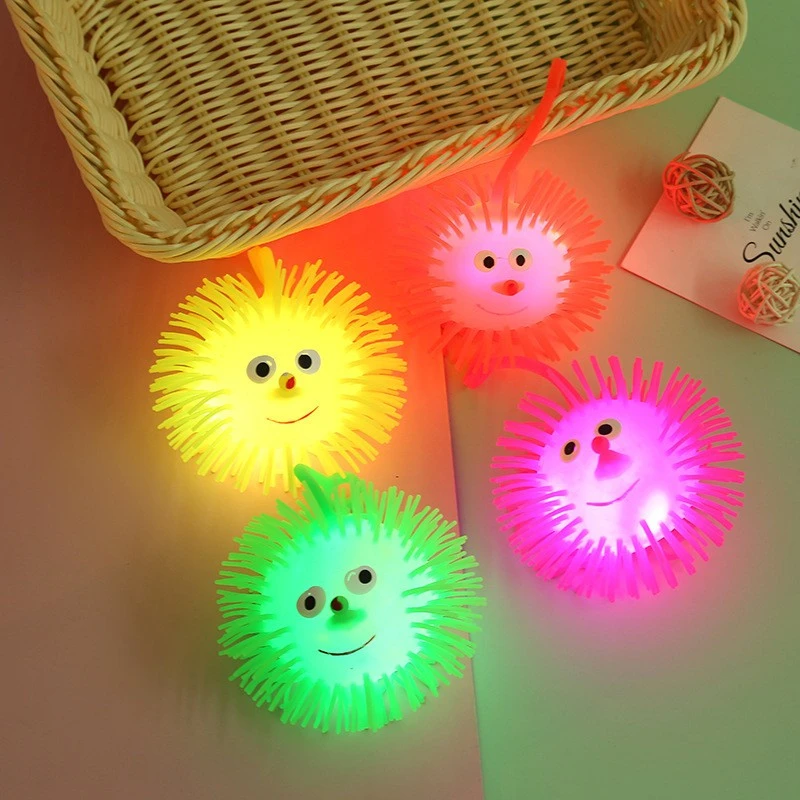 TPR material creative squeeze hedgehog LED ball yoyo decompress toys for kids
