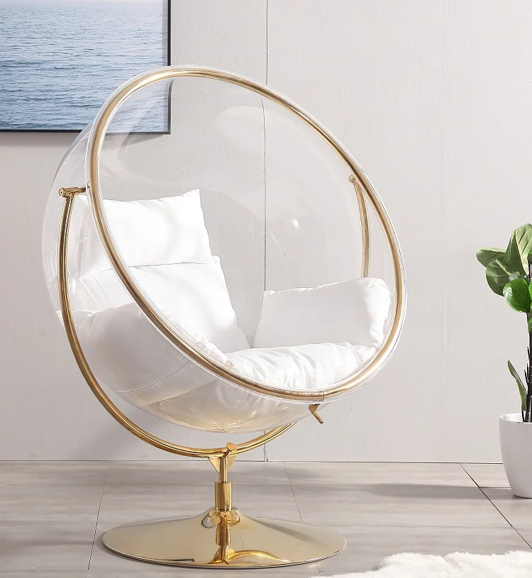 2021 Hot sell luxury Popular Hanging  chairs swing egg Globe Golden Bubble acrylic Chair outdoor hotel living room garden chaise