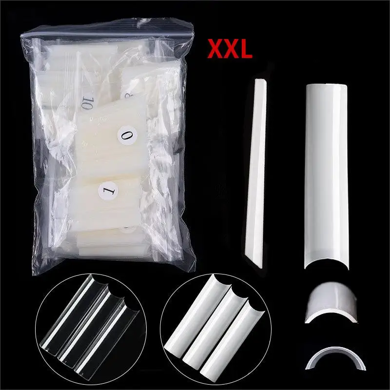 Private Logo Customized 504 PCS Extra Long Square Head Pipe False Gel Nail Tips XXL Artificial Nails